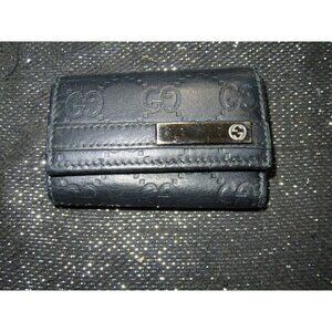 Gucci GG Guccissima Black Italian leather vintage keyholder wallet monogram